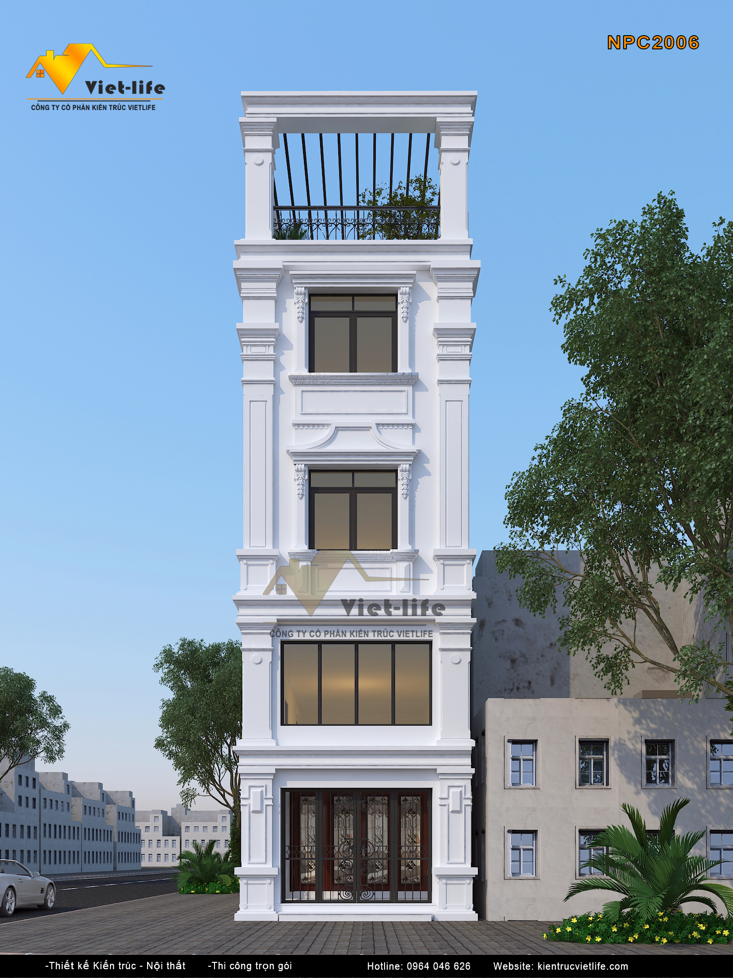 Nhà phố 3 tầng phong cách tân cổ điển đẹp - THP 043 -