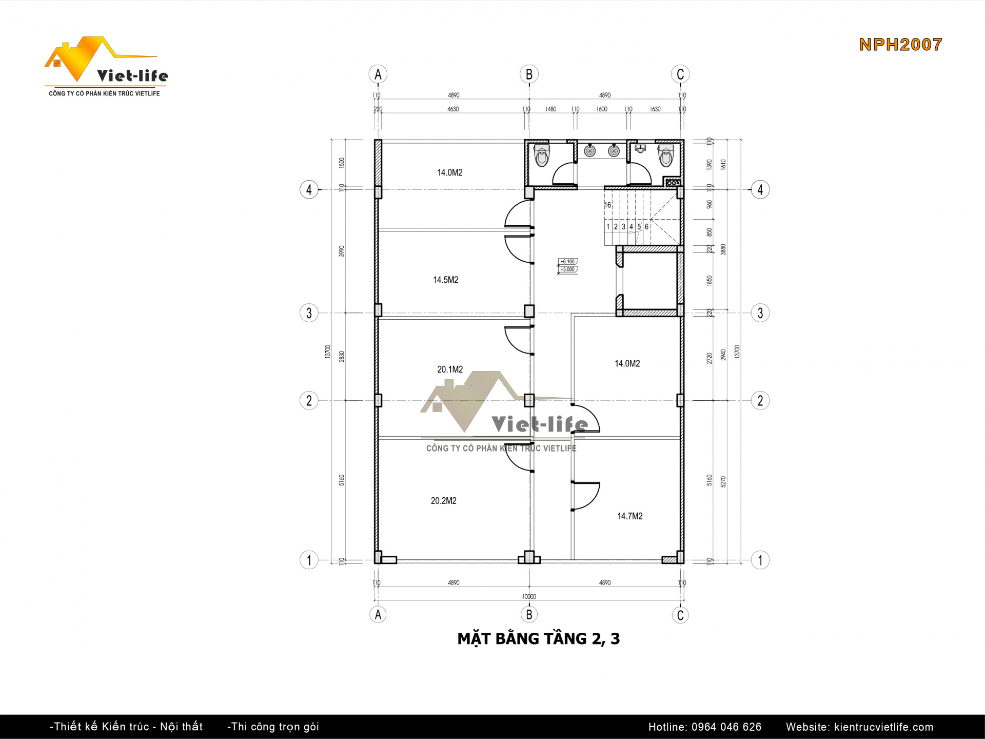 Mặt bằng tầng 2,3