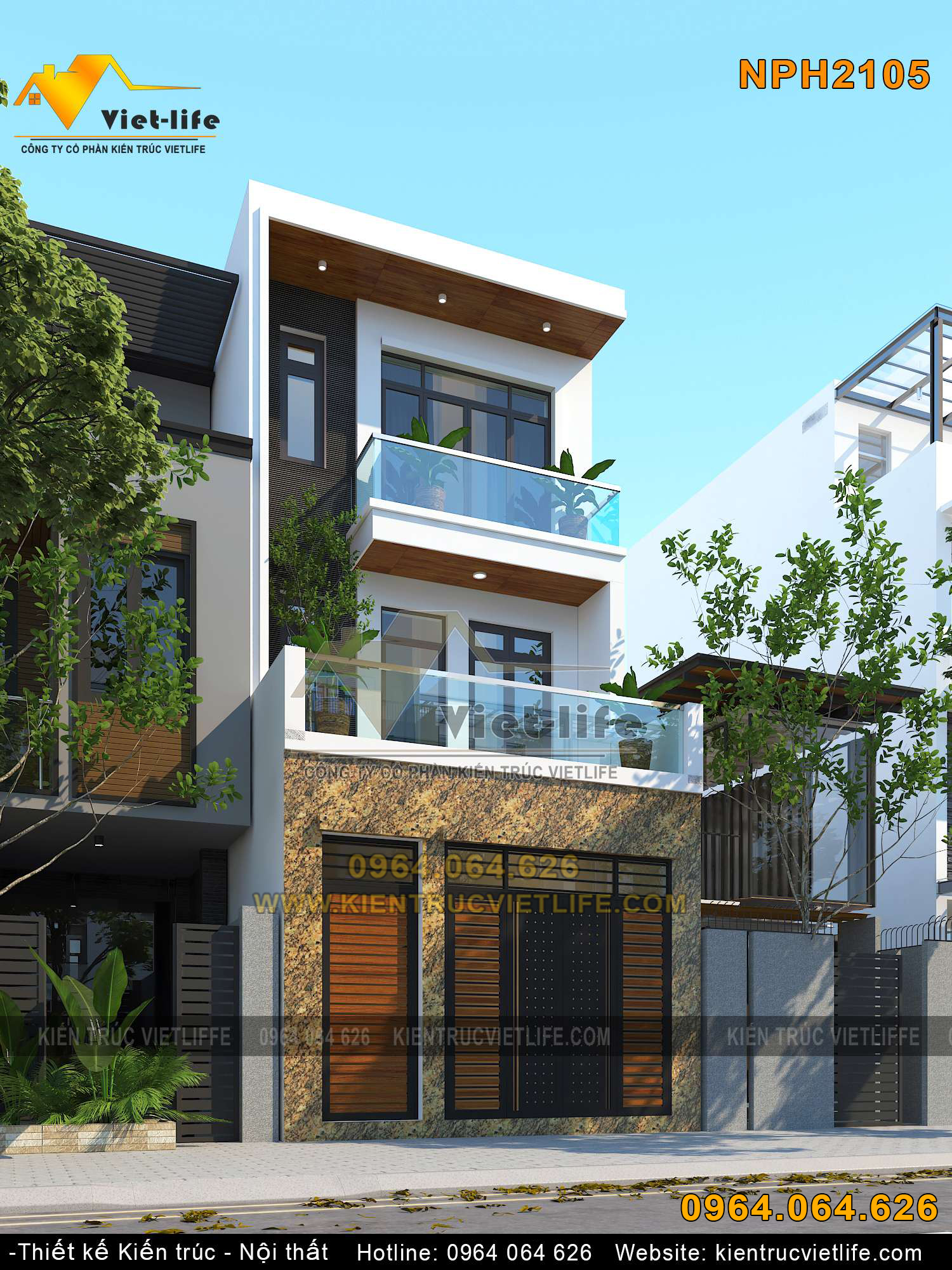 Gợi ý mẫu nhà 3 tầng 2 mặt tiền hiện đại, đẹp 2023 - Kiến Thiết Việt