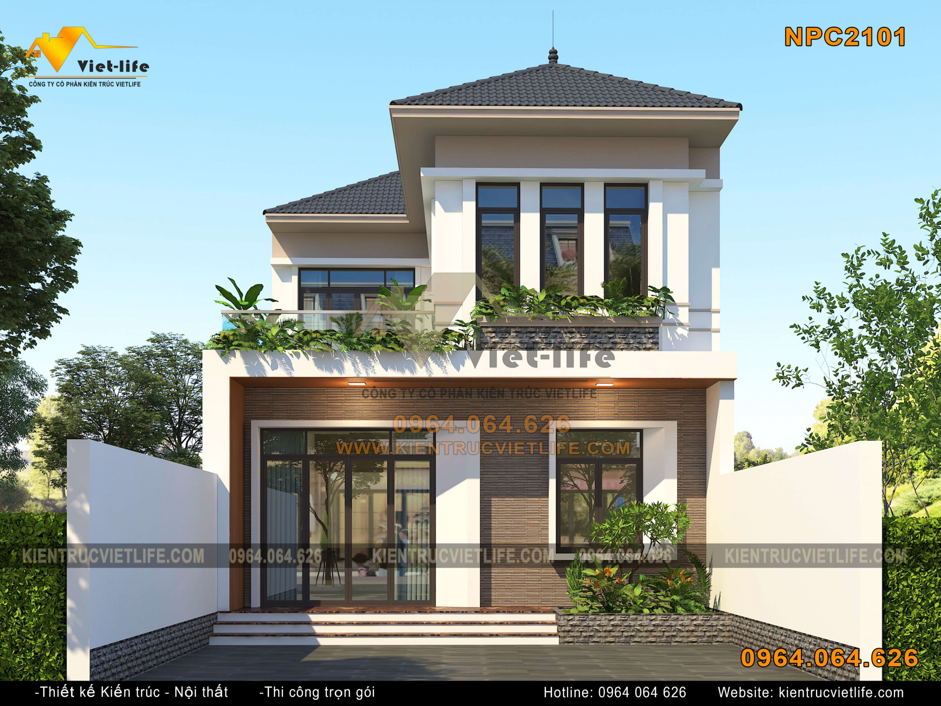 Thiết kế nhà vuông 9x11m 2 tầng mái Nhật 100m2 hiện đại ở Nghệ An BT5121121  - Kiến trúc Angcovat